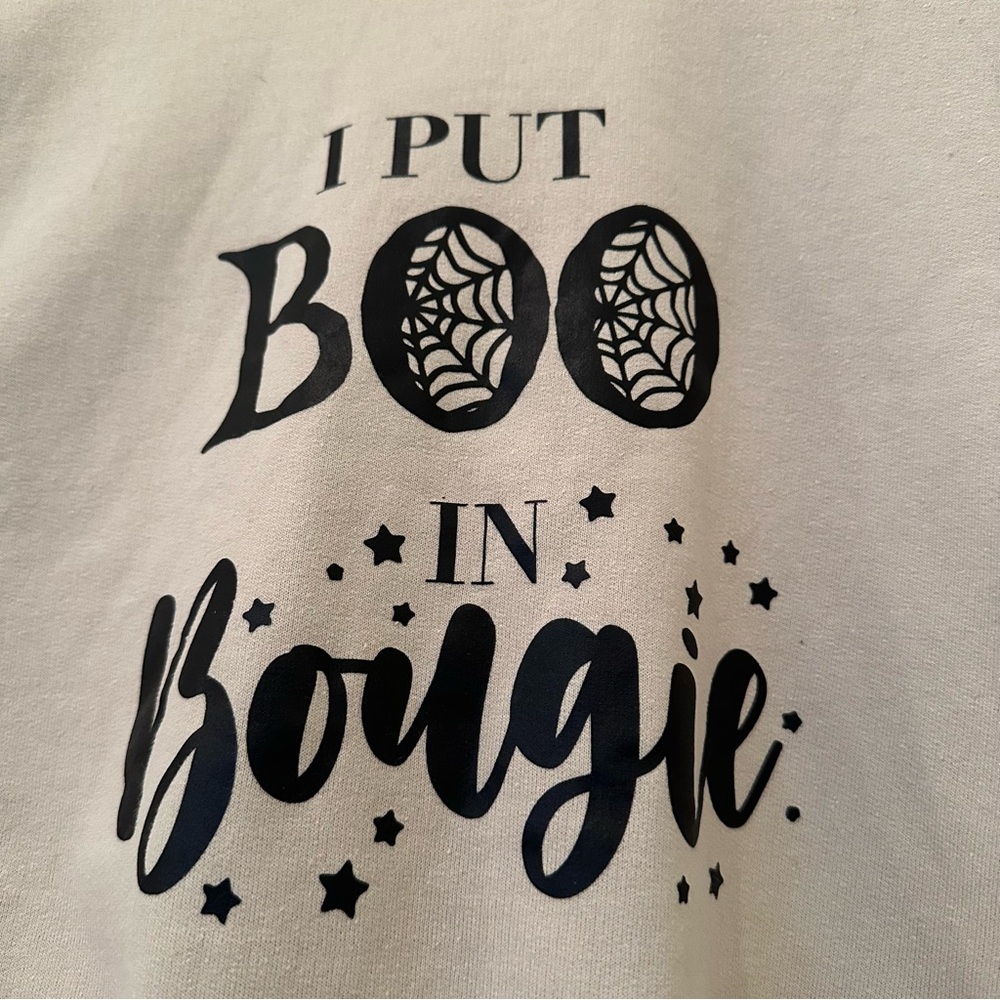 I Put Boo 👻 in Bougie Halloween Graphic Custom Sweatshirt L EUC